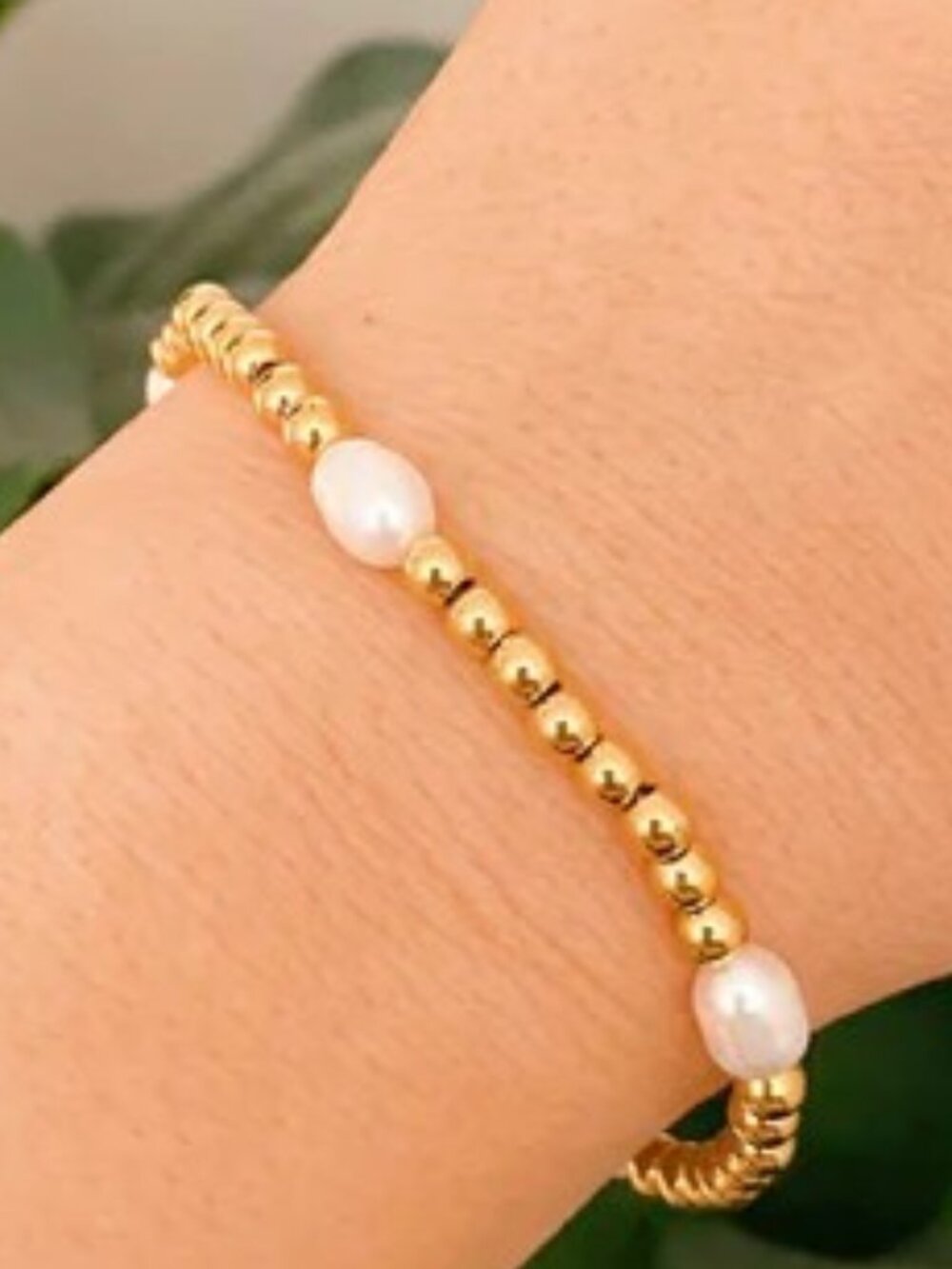 Ellison + Young Freshwater Pearls Golden Bauble Bracelet NWT